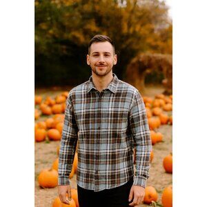 Eddie Bauer Classic Plaid Cotton Flannel Button-Down Shirt Grunge XXL